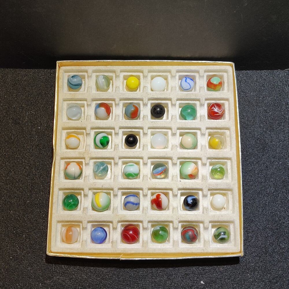 LOT of 36 Vintage marbles ESTATE FIND Approx. 1/2" Various Colors Kinds #g2